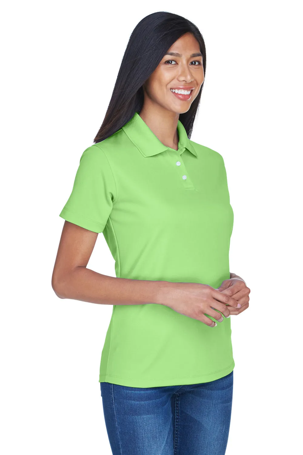 UltraClub Womens Cool & Dry Performance Moisture Wicking Short Sleeve Polo Shirt - Light Green