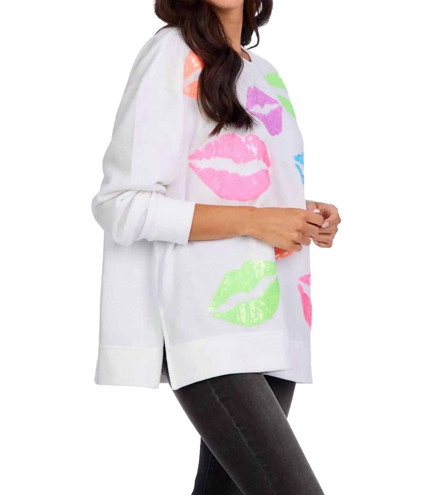 Valentine Sparkle Sweatshirt In White