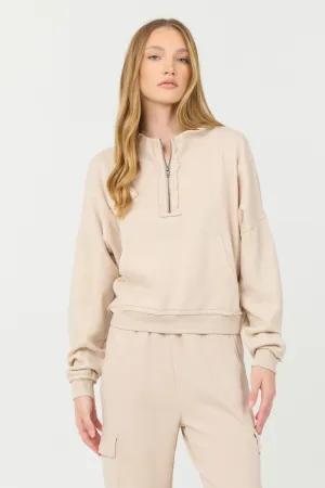 Vanilla Cream Cashmere Fleece Quarter Zip