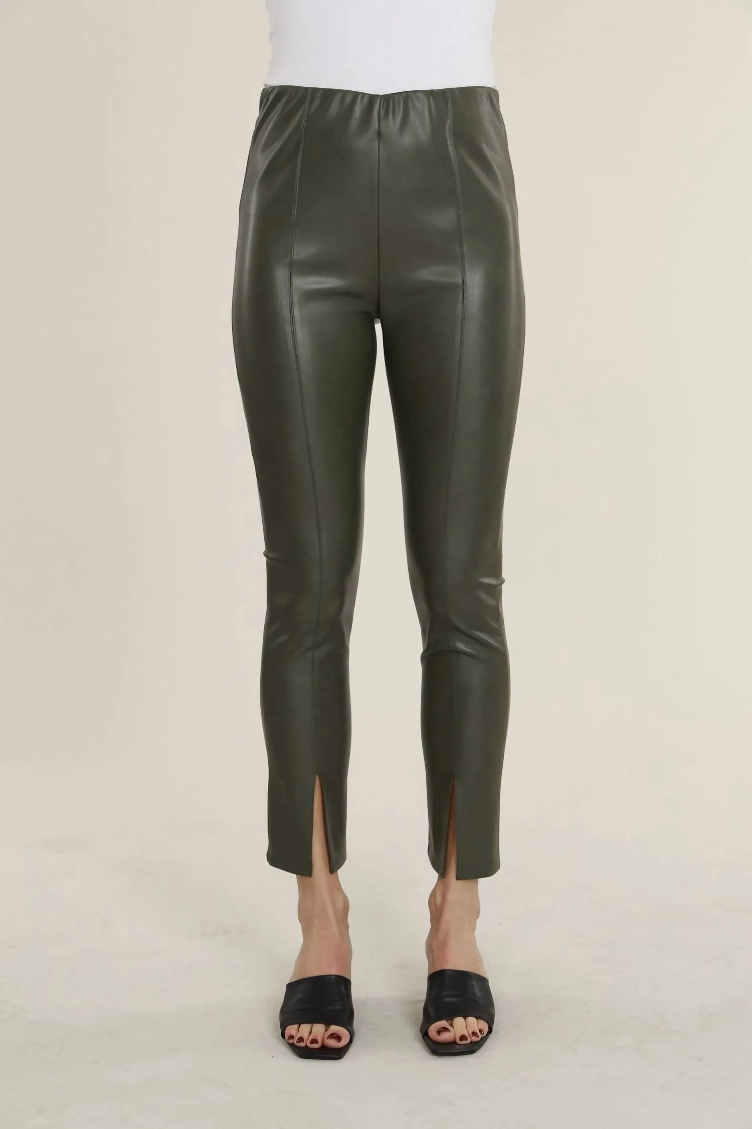 Vegan Leather Leggings In Army