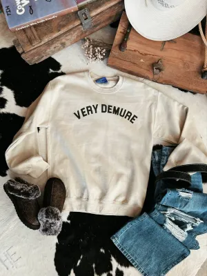 Very Demure Crewneck Sweatshirt In Sand