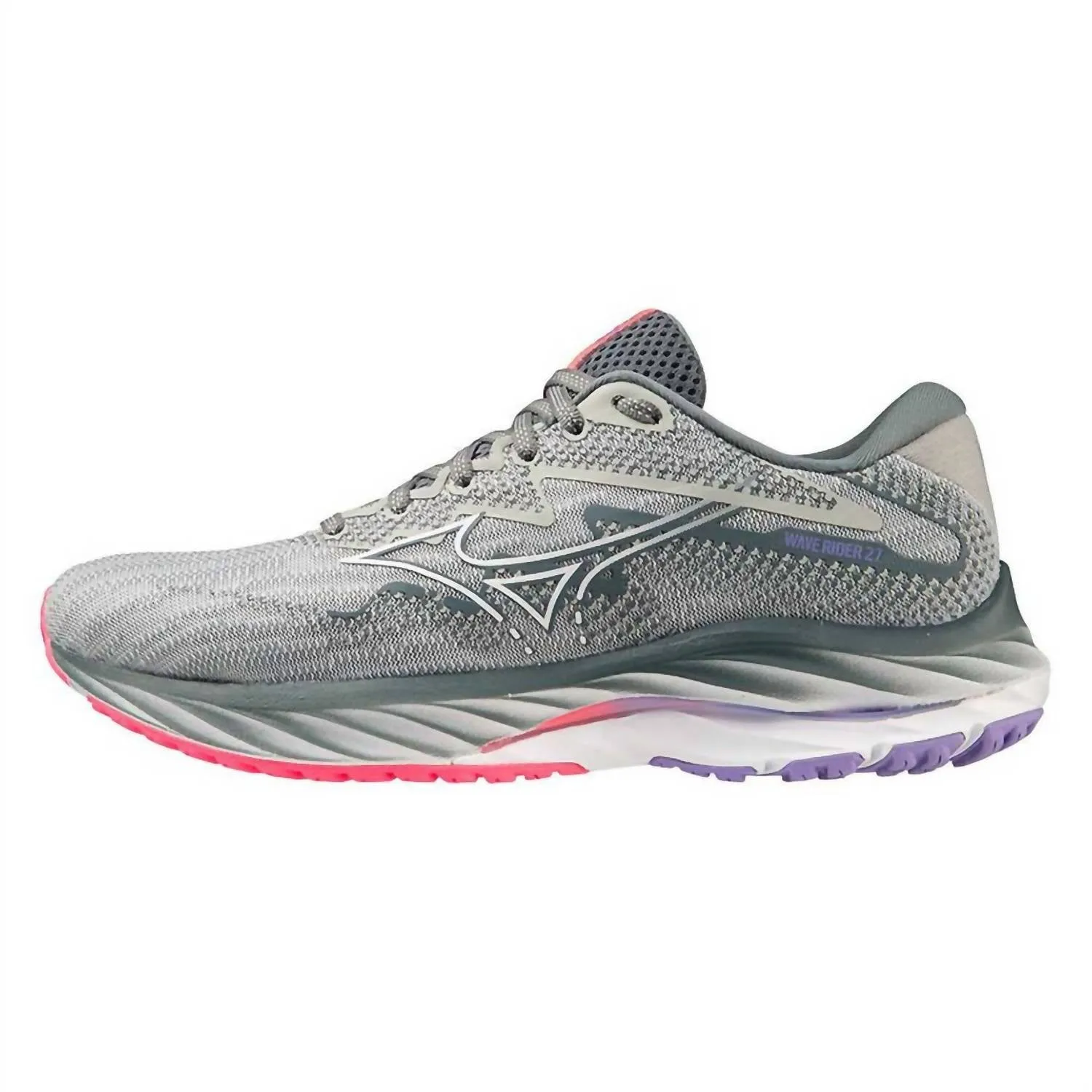 Women Wave Rider 27 Running Shoes - Wide In Pearl Blue/white