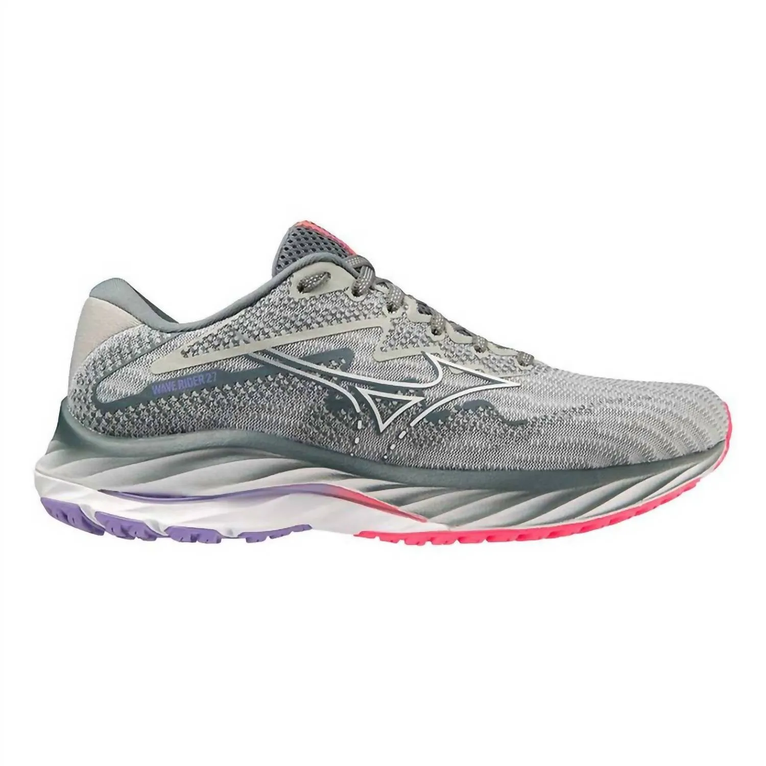 Women Wave Rider 27 Running Shoes - Wide In Pearl Blue/white