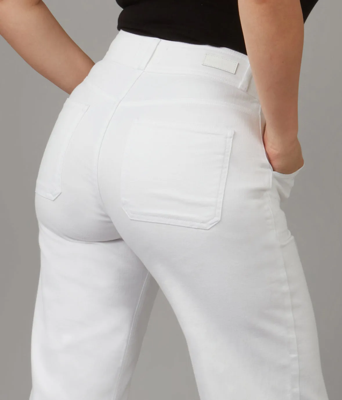 Women's COLETTE-WHT High Rise Wide Leg Jeans