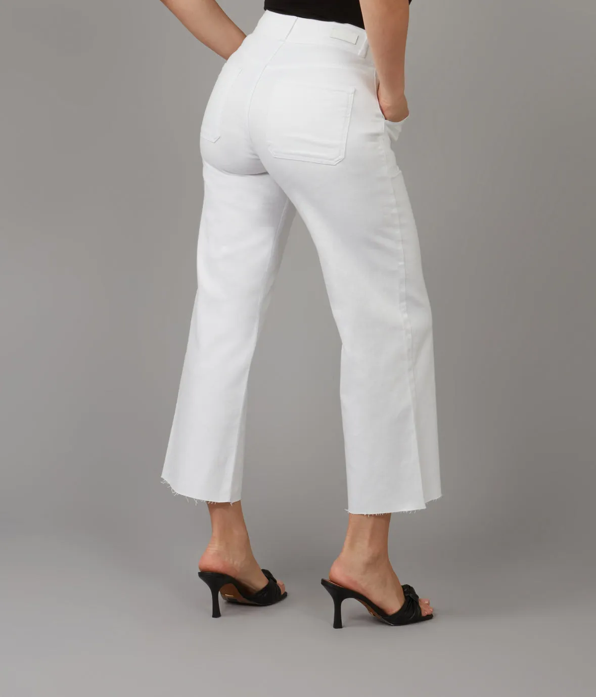 Women's COLETTE-WHT High Rise Wide Leg Jeans