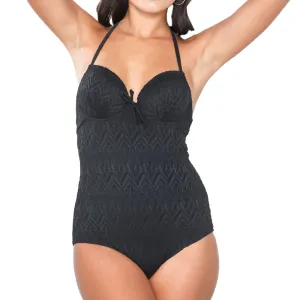 Women's Embroidered Swimsuit,Black