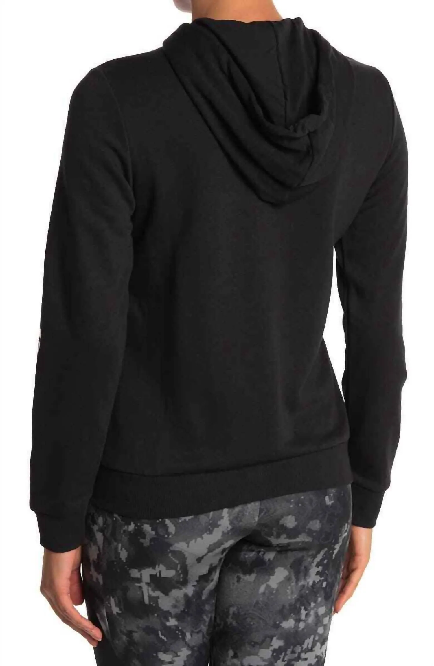 Women's Essential Linear Full Zip Logo Hoodie In Black