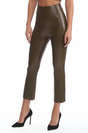Women's Faux Leather Crop Flare Legging In Cadet