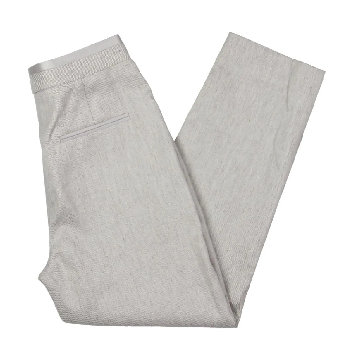Womens Linen Blend Satin Trim Suit Pants