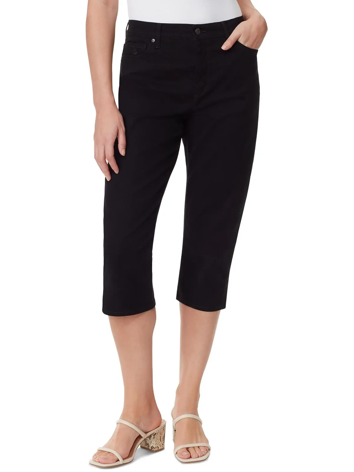 Womens Mid-Rise Stretch Capri Jeans