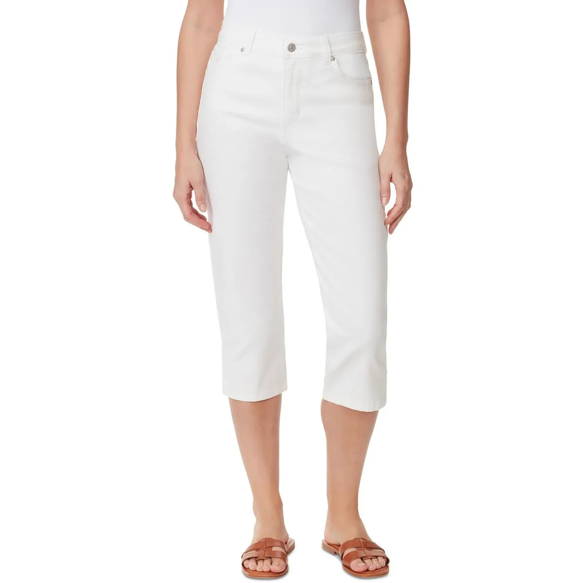 Womens Mid-Rise Stretch Capri Jeans