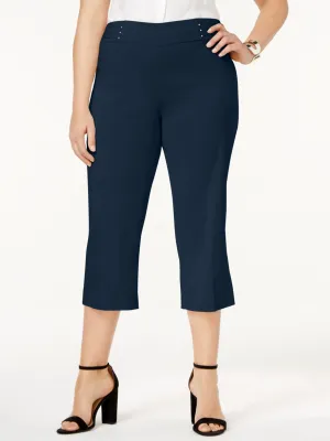 Women's Plain Capri Pants,Dark Blue