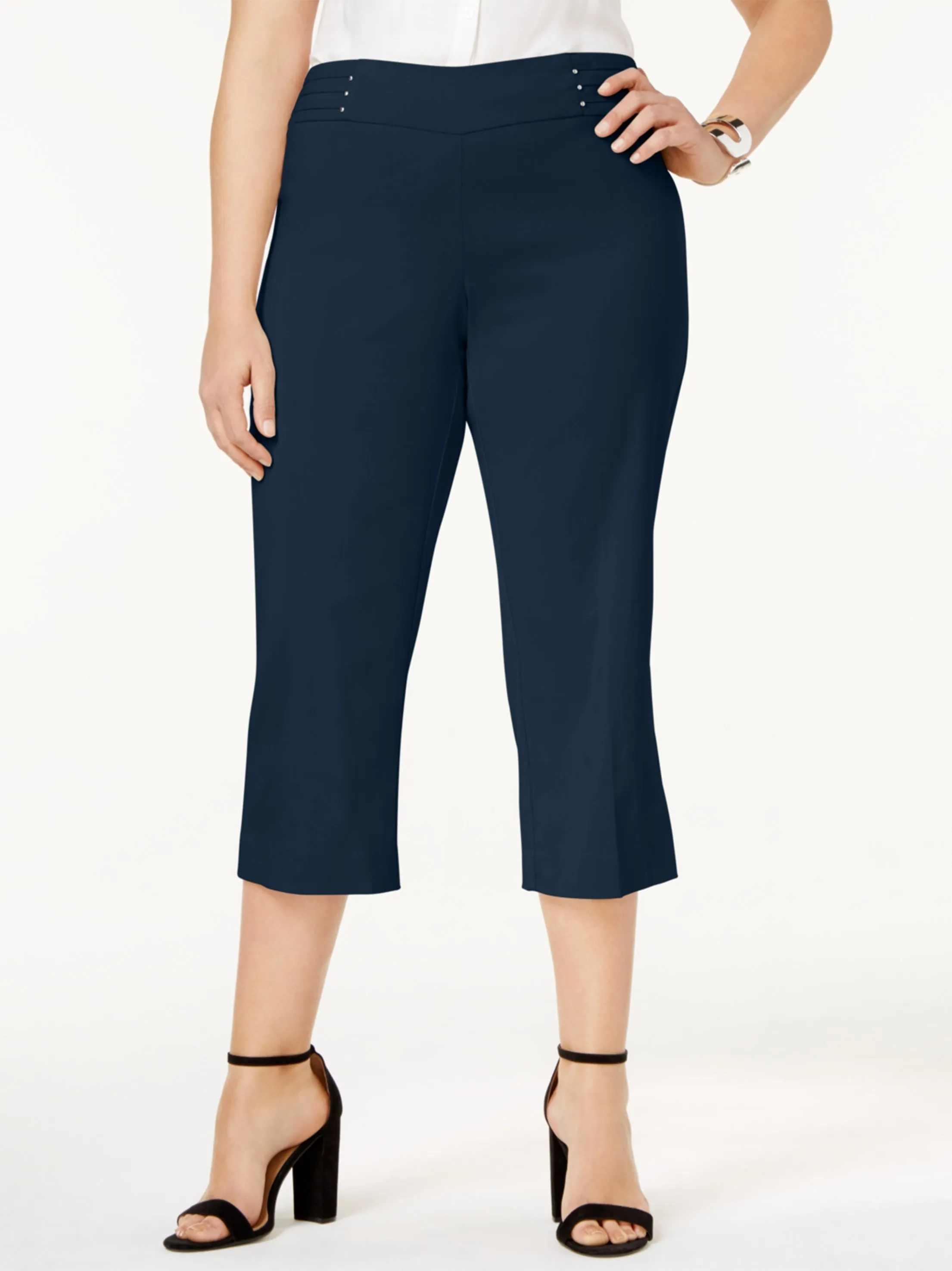 Women's Plain Capri Pants,Dark Blue