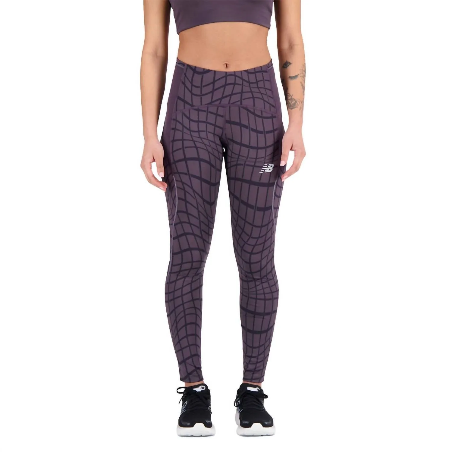 Women's Printed Mid Rise Impact Run Tight In Black/grey