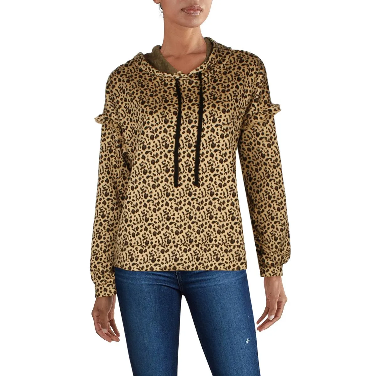 Womens Ruffled Long Sleeve Hoodie