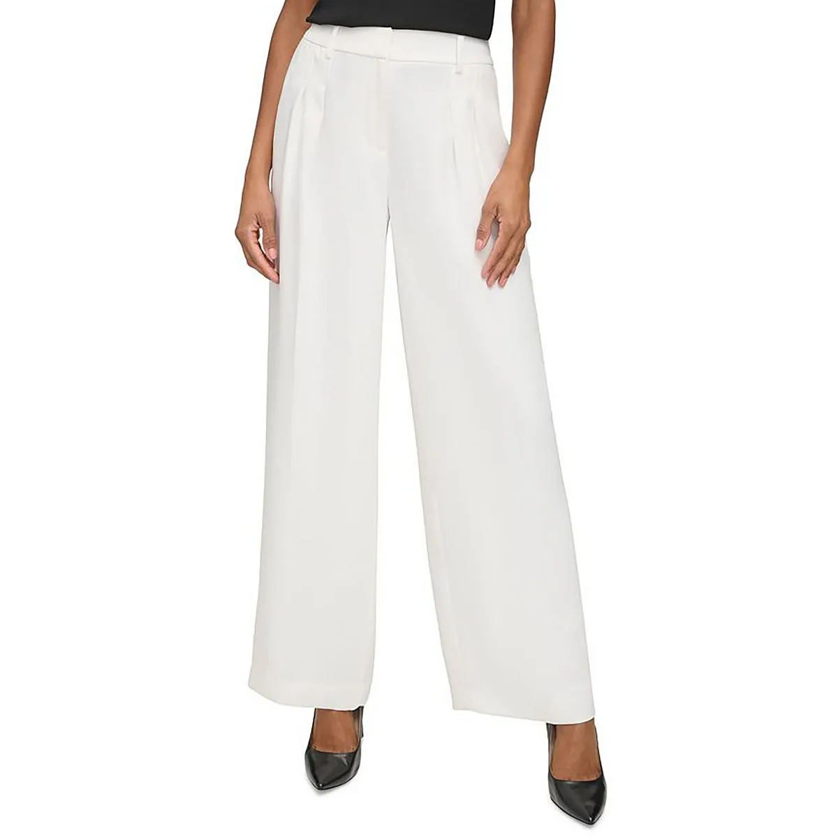 Womens Solid Crepe Suit Pants