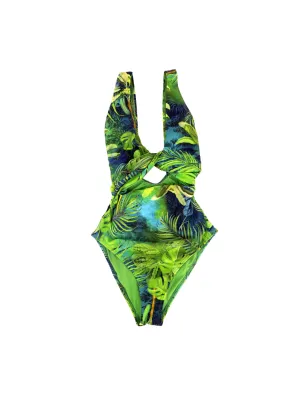 Women's Tropical Printed Tankini Top,Green