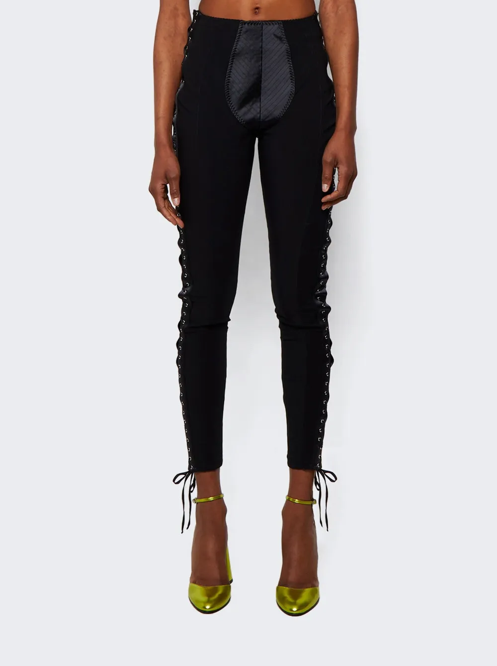 X Lotta Volkova Lace-up Satin And Mesh Leggings
