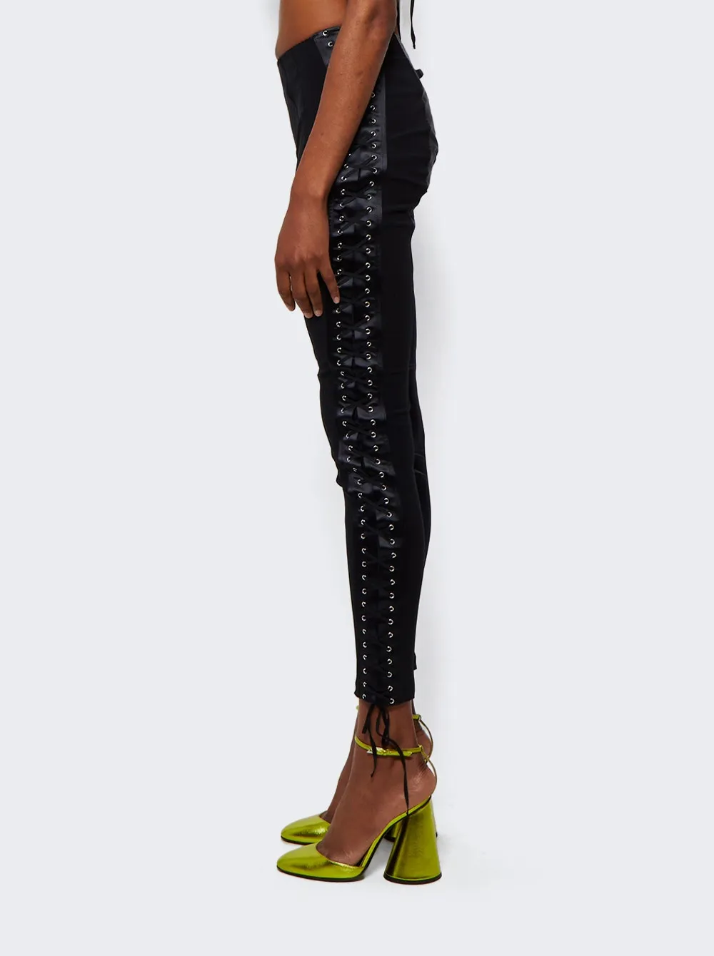 X Lotta Volkova Lace-up Satin And Mesh Leggings